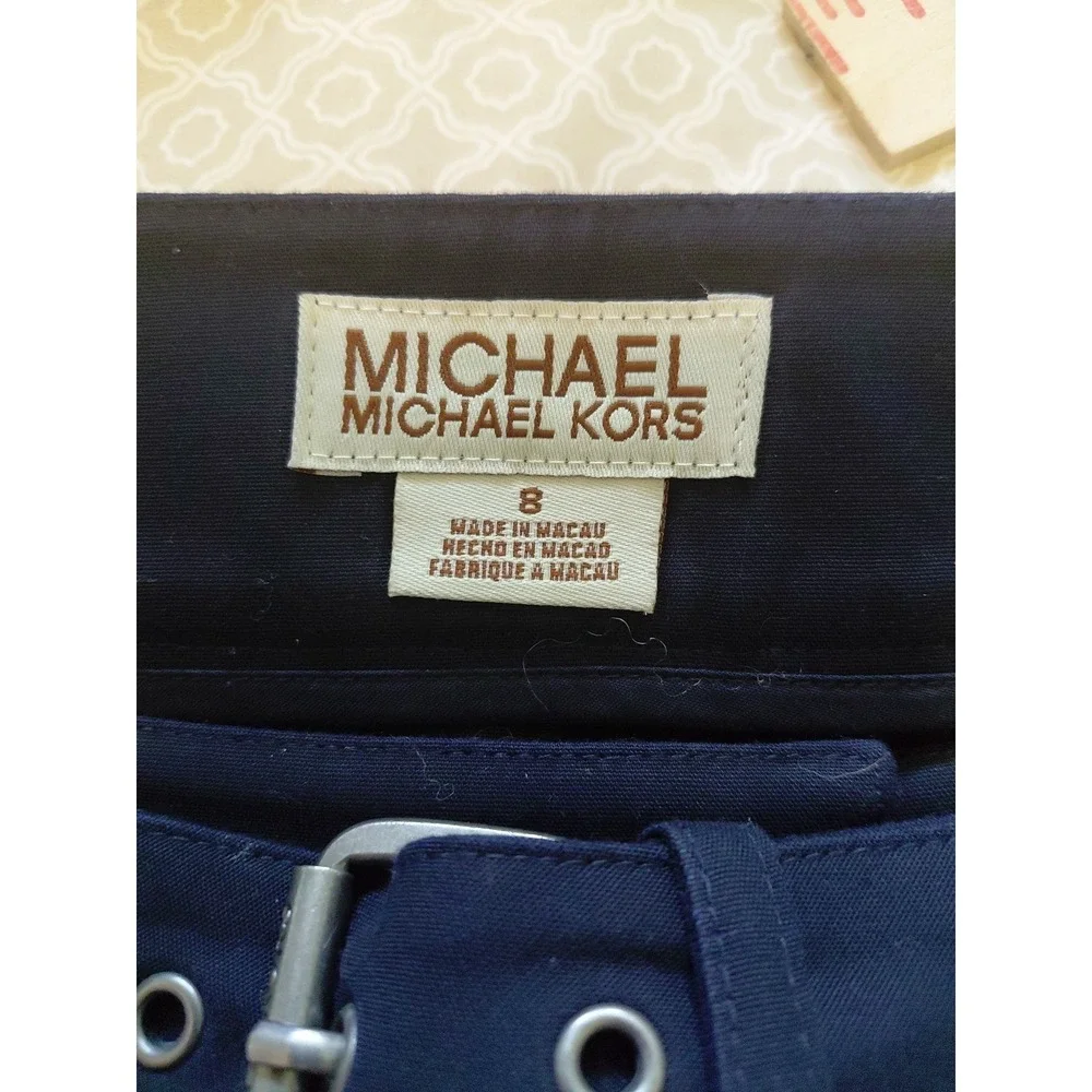 Michael Kors Skirt Navy Blue Button Accents Size 8 Cotton Business Casual